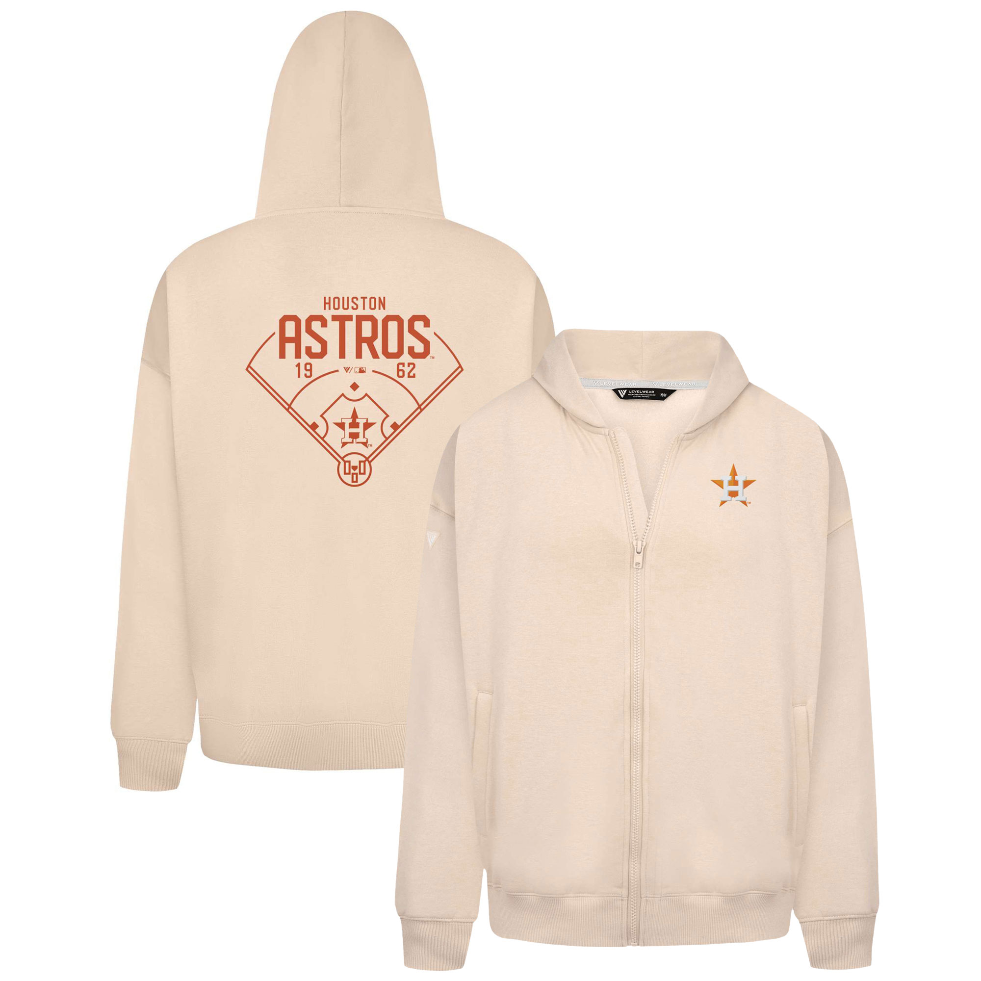 Men's Levelwear Khaki Houston Astros Uphill Primary Full-Zip Hoodie - Image 2