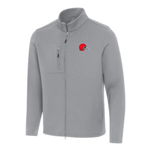 Men's Antigua Gray Cleveland Browns Objection Full-Zip Jacket