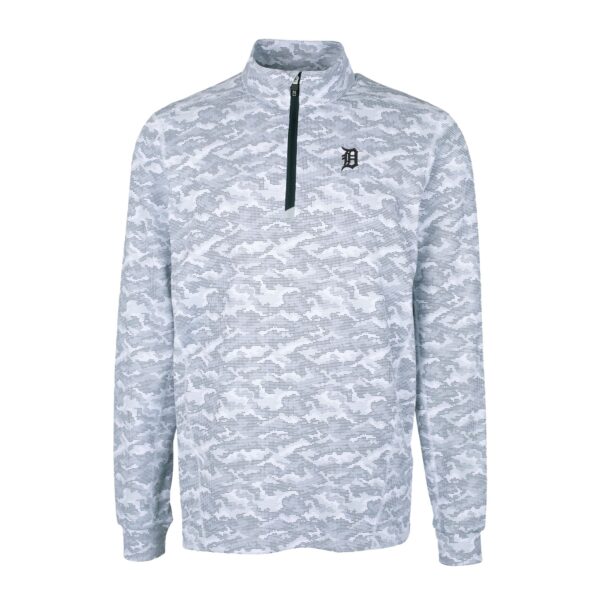 Men's Cutter & Buck Heather Charcoal Houston Oilers Throwback Logo Mainsail Sweater-Knit Half-Zip Pullover Jacket - Image 3