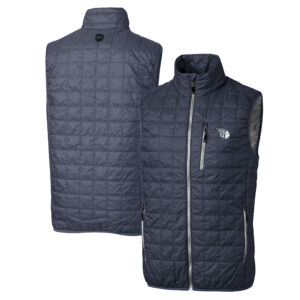 Men's Cutter & Buck Anthracite Cleveland Guardians Big & Tall Rainier PrimaLoft® Eco Insulated Full-Zip Puffer Vest