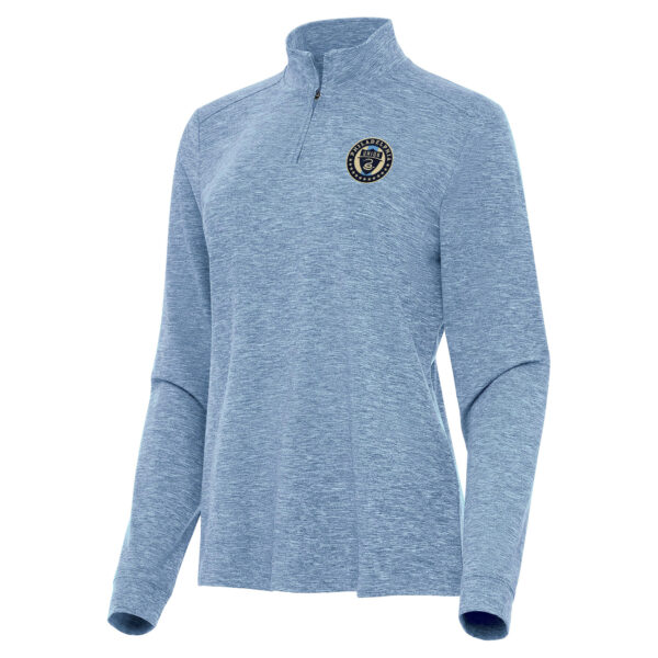 Women's Antigua Heather Blue Philadelphia Union Mentor Quarter-Zip Jacket