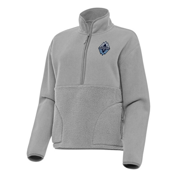 Women's Antigua Gray Vancouver Whitecaps FC Figure Half-Zip Sweatshirt