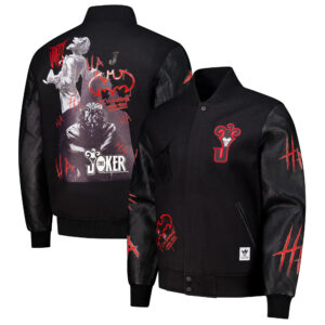 Men's Freeze Max Black Batman Joker Full-Zip Varsity Jacket