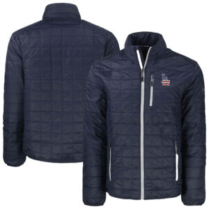 Men's Cutter & Buck  Navy Los Angeles Dodgers Big & Tall Rainier PrimaLoft® Eco Insulated Full-Zip Hoodie Puffer Jacket