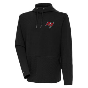 Men's Antigua Black Tampa Bay Buccaneers Pure Honeycomb Pullover Hoodie