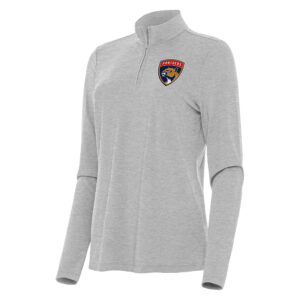 Women's Antigua  Heather Gray Florida Panthers Bright Quarter-Zip Top