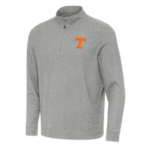 Men's Antigua Heather Gray Tennessee Volunteers Subtle Quarter-Zip Sweatshirt