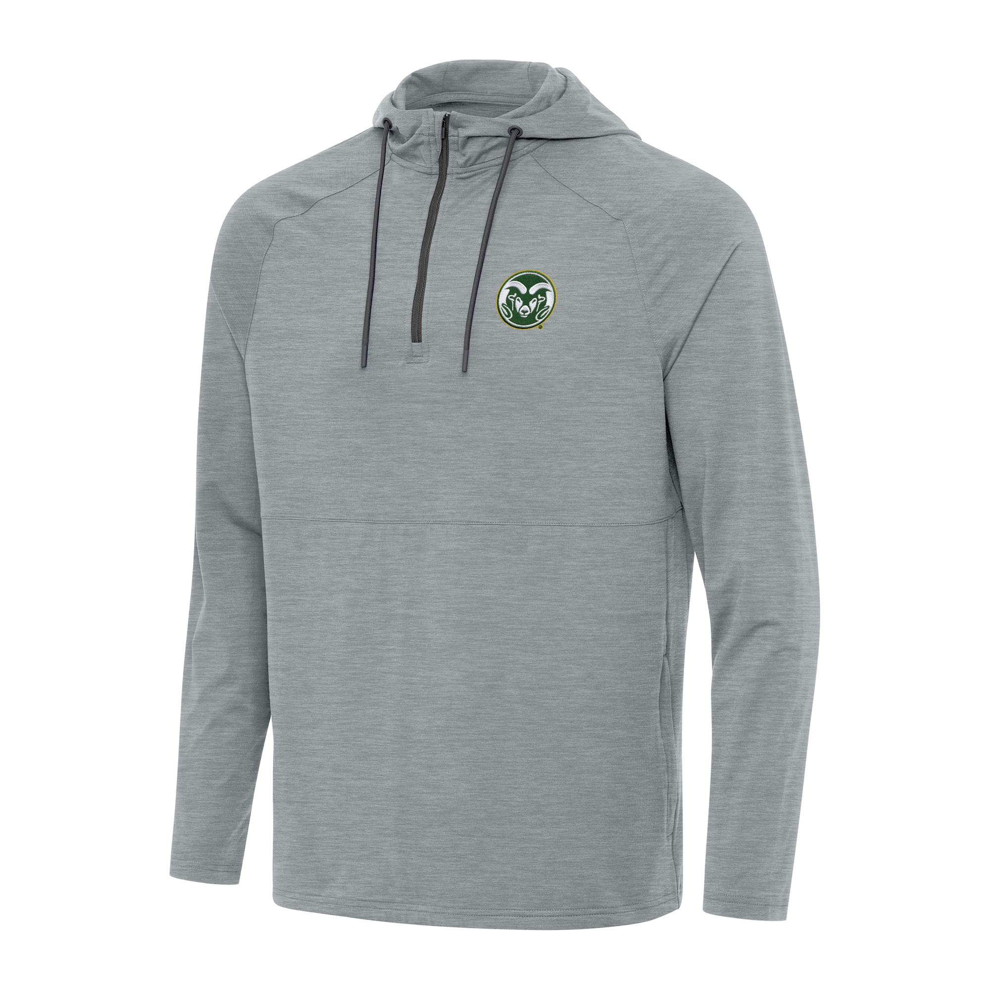 Men's Antigua Heather Gray Colorado State Rams Spikes Raglan Quarter-Zip Hoodie