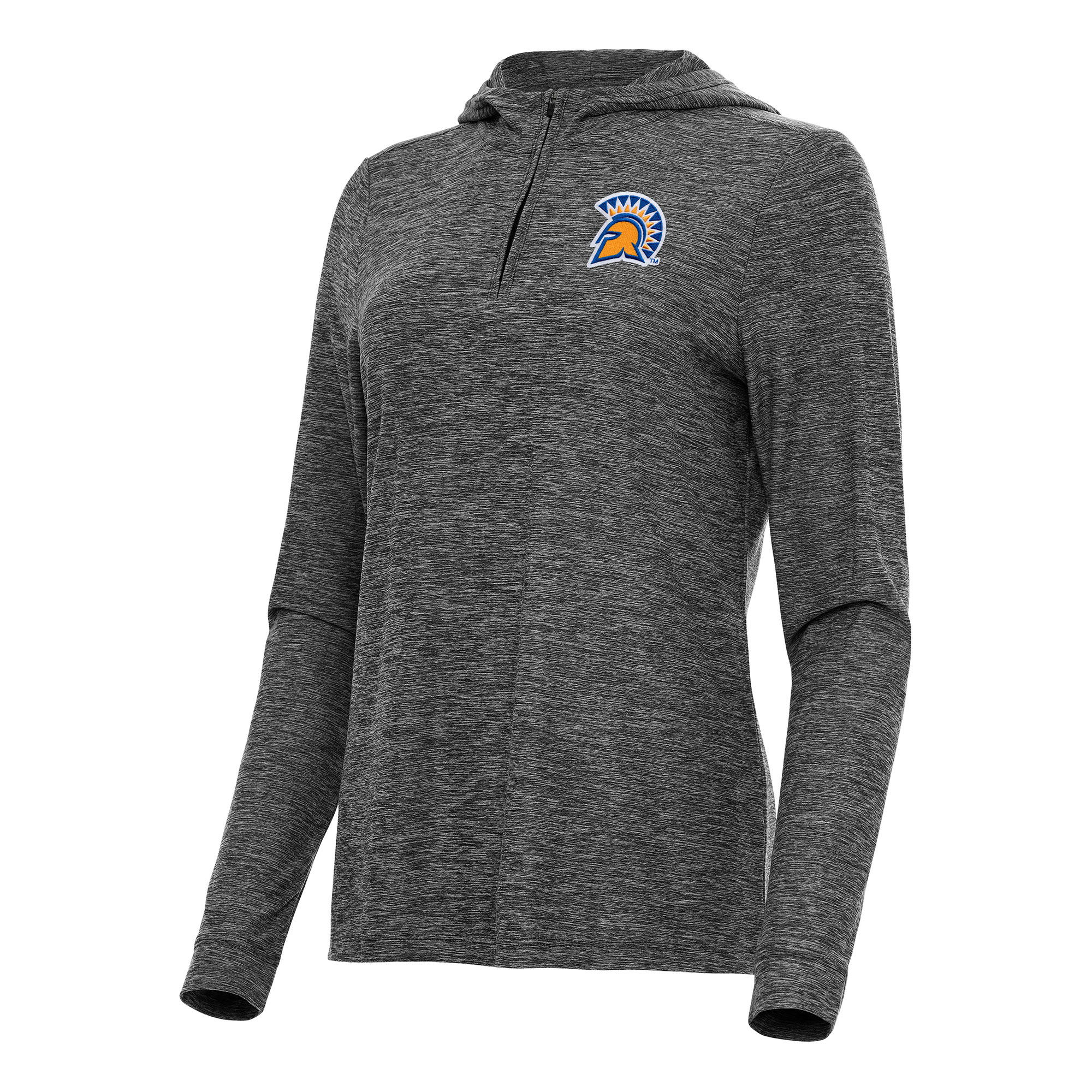 Women's Antigua Heather Black San Jose State Spartans Daybreak Quarter-Zip Hoodie
