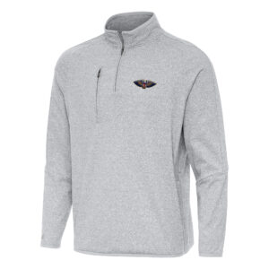 Men's Antigua Heather Gray New Orleans Pelicans Certain Quarter-Zip Tri-Blend Sweatshirt