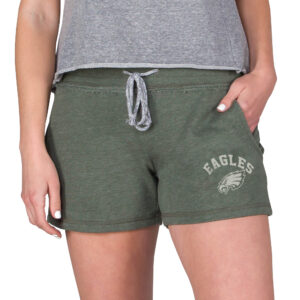 Women's Concepts Sport Green Philadelphia Eagles Mainstream French Terry Tri-Blend Shorts