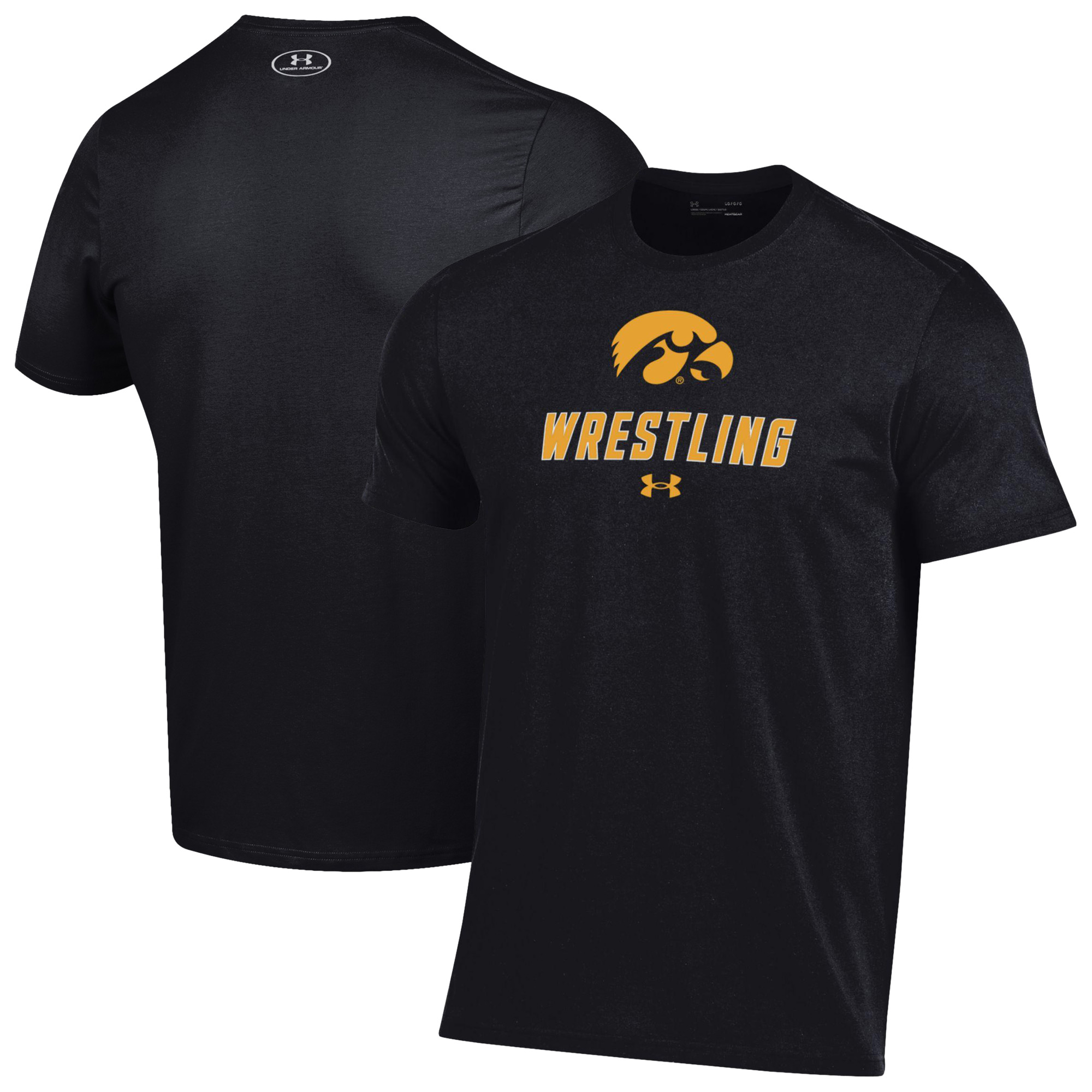 Men's Under Armour Black Iowa Hawkeyes Wrestling Performance T-Shirt
