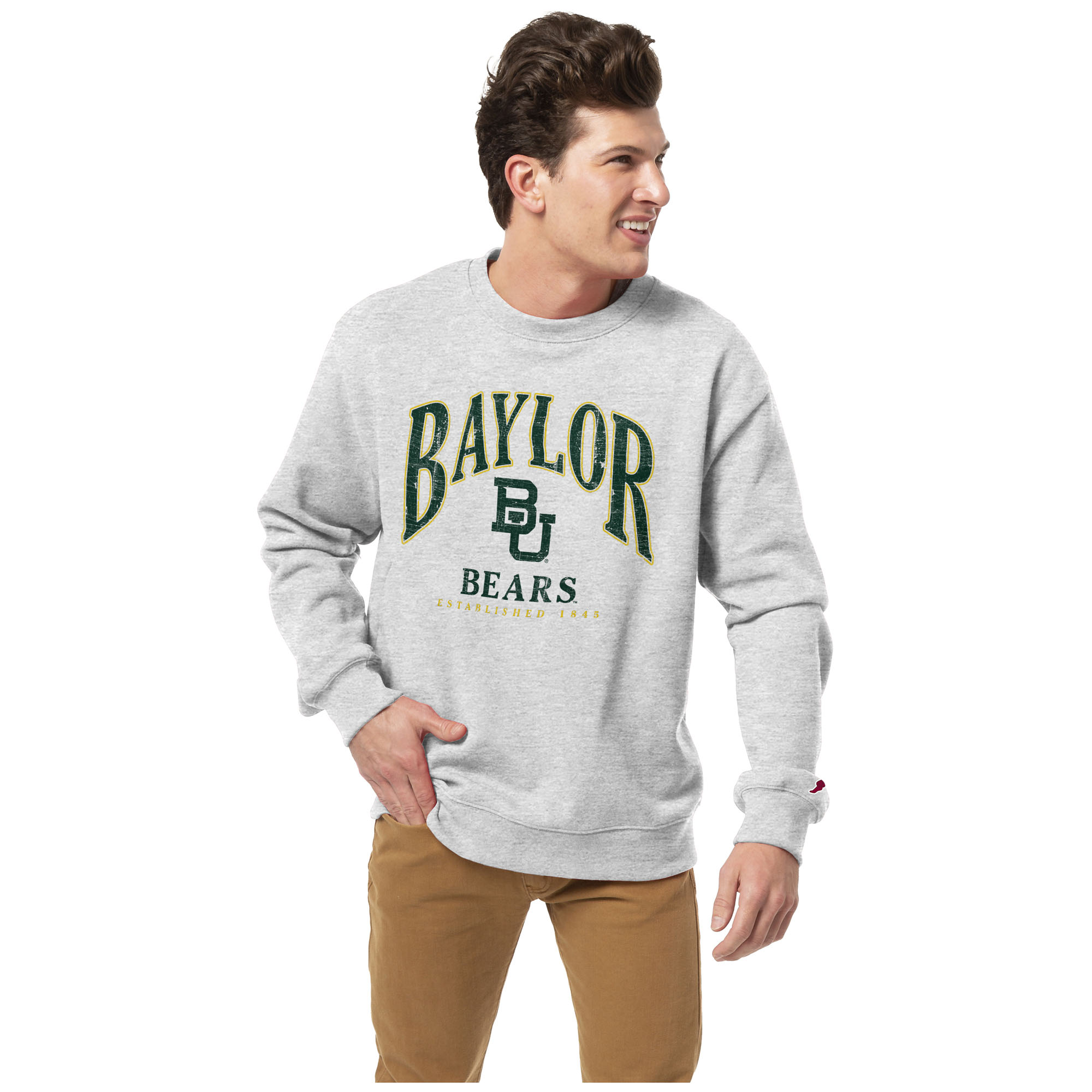Men's League Collegiate Wear Heather Gray Baylor Bears Essentials 2.0 Pullover Crewneck