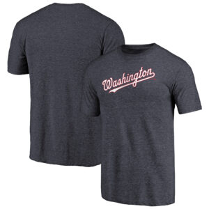 Men's Navy Washington Nationals Team Wordmark Tri-Blend T-Shirt