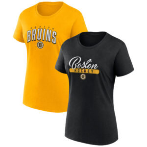 Women's Fanatics Black/Gold Boston Bruins Two-Pack Fan T-shirt Set