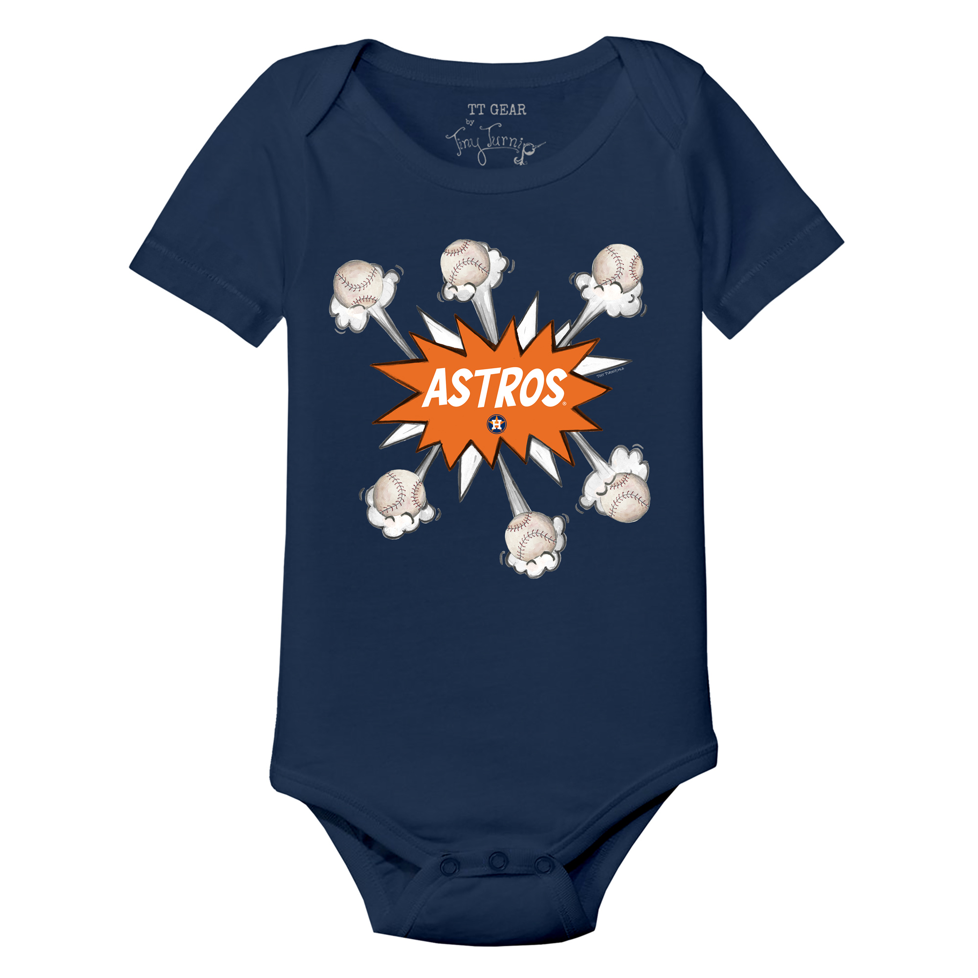 Infant Tiny Turnip Navy Houston Astros Baseball Pow Bodysuit - Image 3