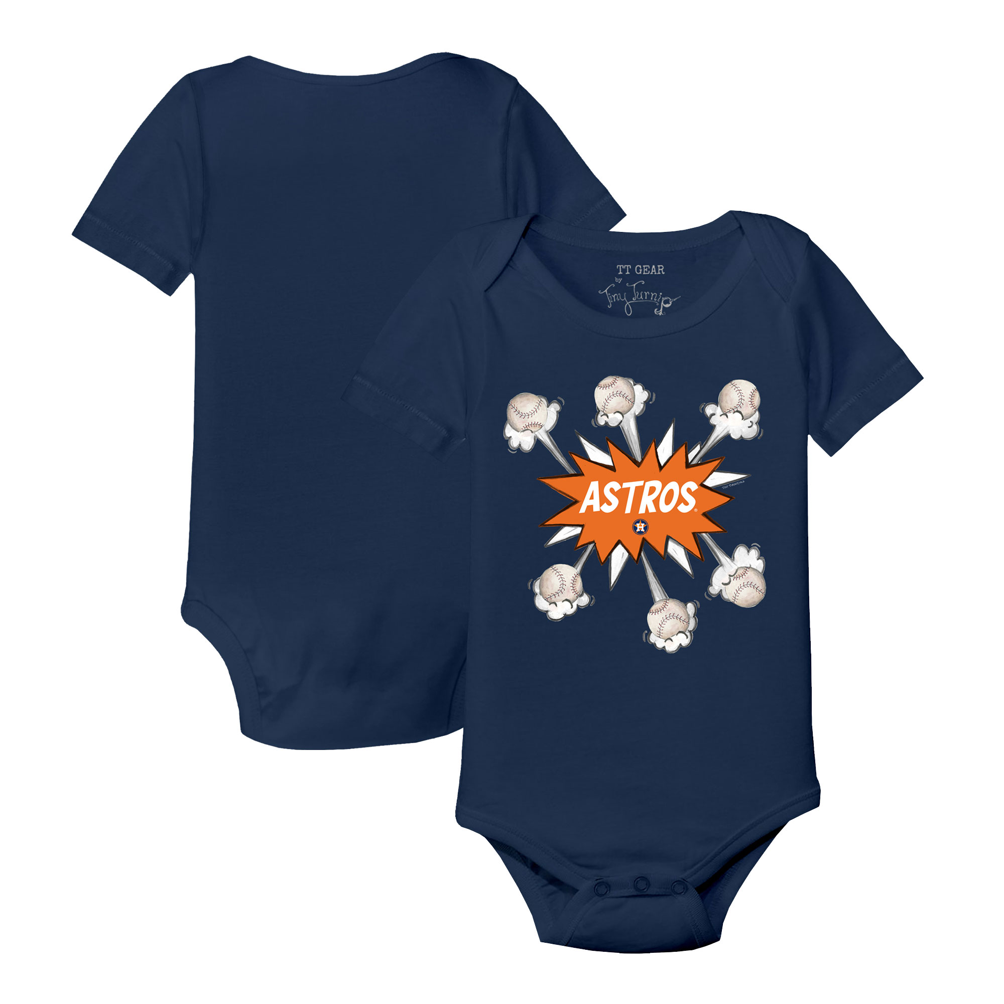 Infant Tiny Turnip Navy Houston Astros Baseball Pow Bodysuit