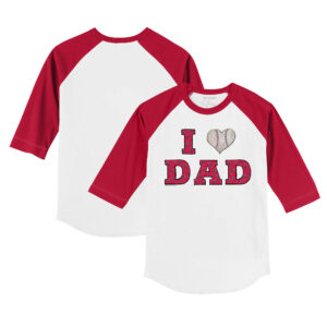 Toddler Tiny Turnip White/Red Los Angeles Angels I Love Dad 3/4-Sleeve Raglan T-Shirt