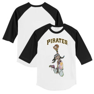 Toddler Tiny Turnip White/Black Pittsburgh Pirates Jada 3/4-Sleeve Raglan T-Shirt