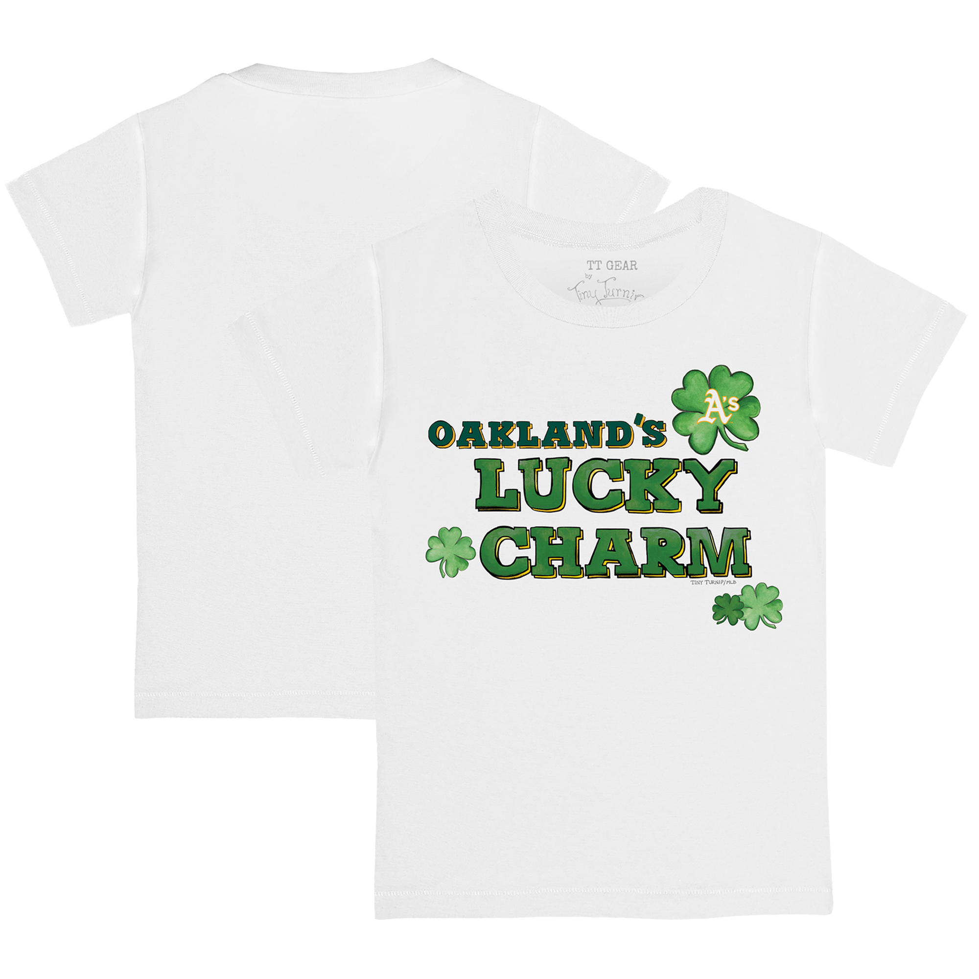 Toddler Tiny Turnip White Oakland Athletics Lucky Charm T-Shirt - Image 2