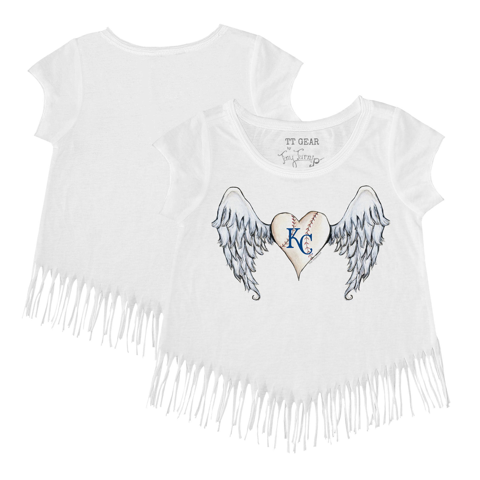 Girls Youth Tiny Turnip White Kansas City Royals Angel Wings Fringe T-Shirt - Image 2