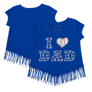 Girls Youth Tiny Turnip Royal Toronto Blue Jays I Love Dad Fringe T-Shirt