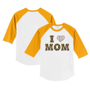 Youth Tiny Turnip White/Gold San Diego Padres I Love Mom 3/4-Sleeve Raglan T-Shirt
