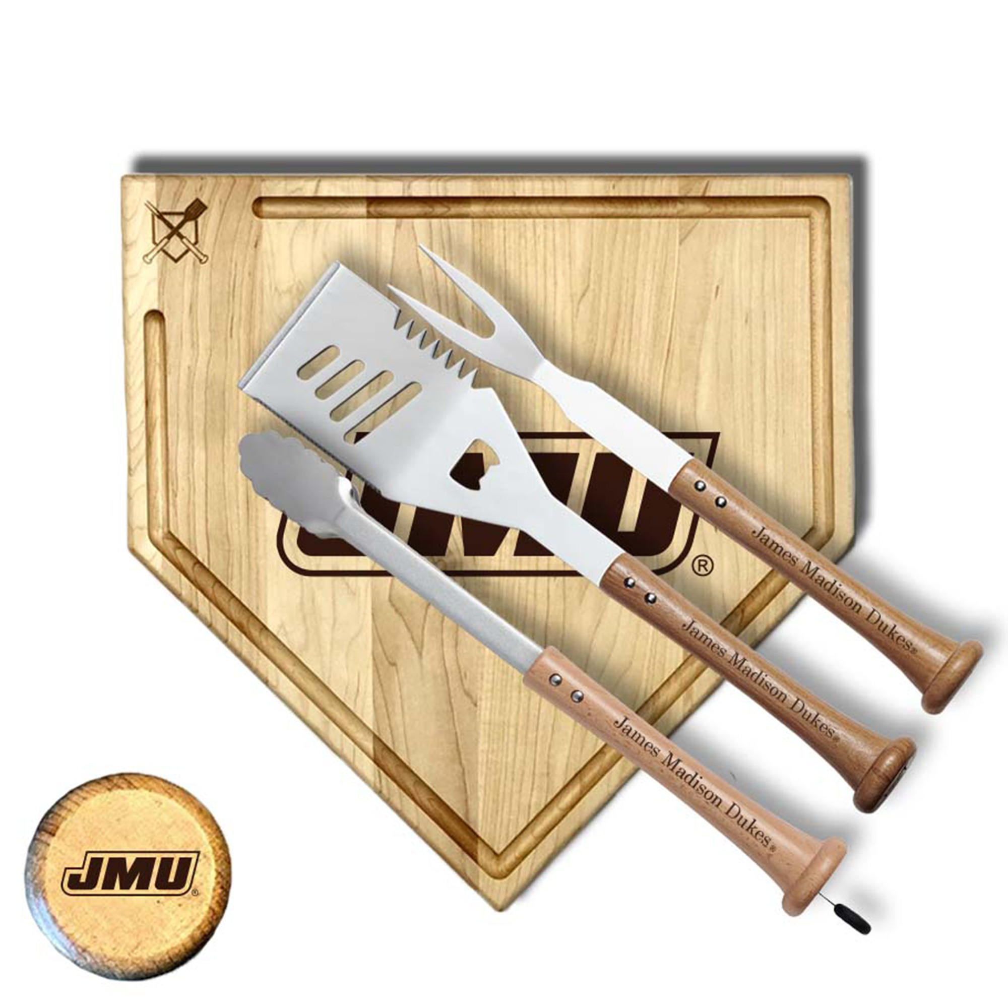 Baseball BBQ James Madison Dukes 17" Trough Silver Slugger Combo Set