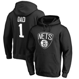 Men's Black Brooklyn Nets #1 Dad Pullover Hoodie