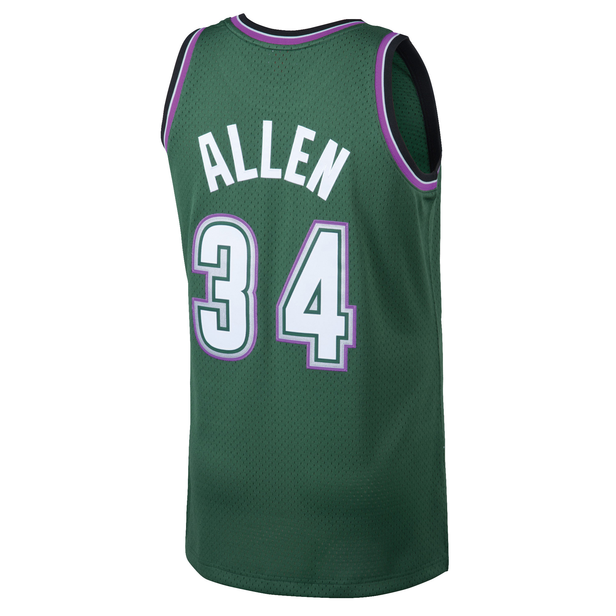 Men's Mitchell & Ness Ray Allen Kelly Green Milwaukee Bucks 1996/97 Hardwood Classics Swingman Jersey - Image 7