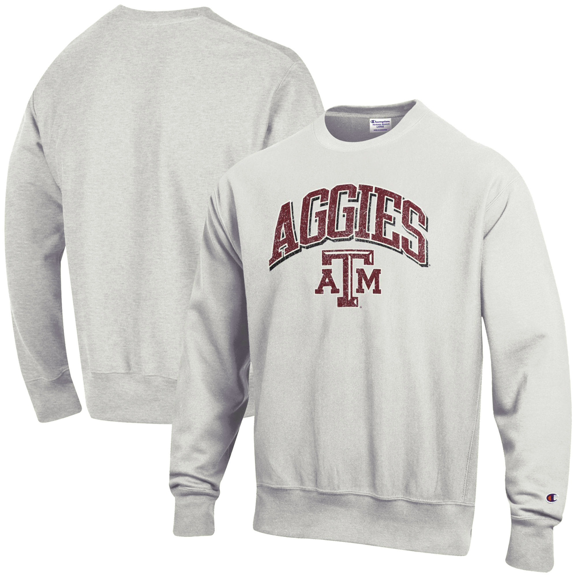 Men's Champion Gray Texas A&M Aggies Arch Over Logo Reverse Weave Pullover Sweatshirt - Image 7