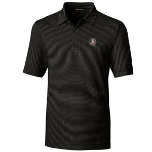 Men's Cutter & Buck Black Florida State Seminoles Big & Tall Forge Pencil Stripe Polo