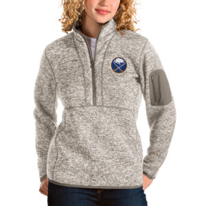 Women's Antigua Oatmeal Buffalo Sabres Fortune Half-Zip Sweatshirt
