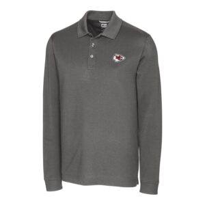 Men's Cutter & Buck Gray Kansas City Chiefs Advantage Long Sleeve Polo