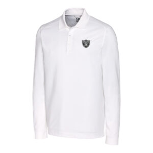 Men's Cutter & Buck White Las Vegas Raiders Advantage Long Sleeve Polo