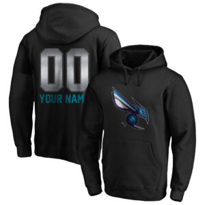 Men's Black Charlotte Hornets Midnight Mascot Personalized Name & Number Pullover Hoodie