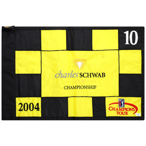 Event-Used #10 Yellow and Black Pin Flag from The Charles Schwab Cup Championship on October 22nd to 24th 2004