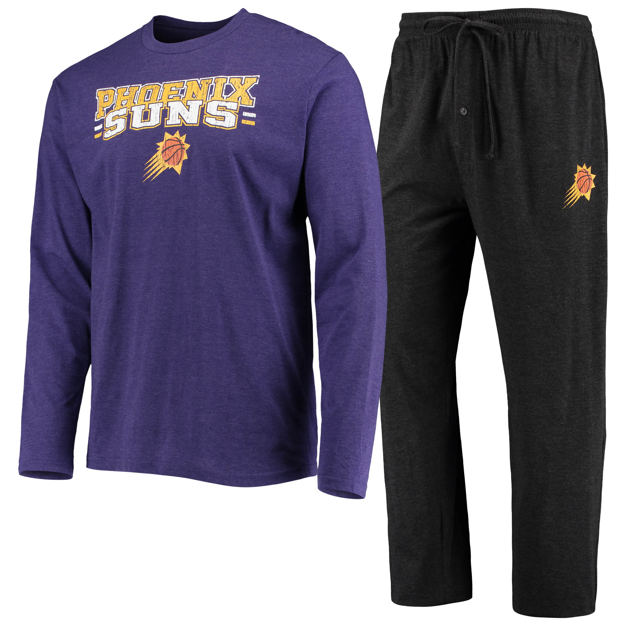 Men's Concepts Sport Black/Purple Phoenix Suns Long Sleeve T-Shirt & Pants Sleep Set - Image 2