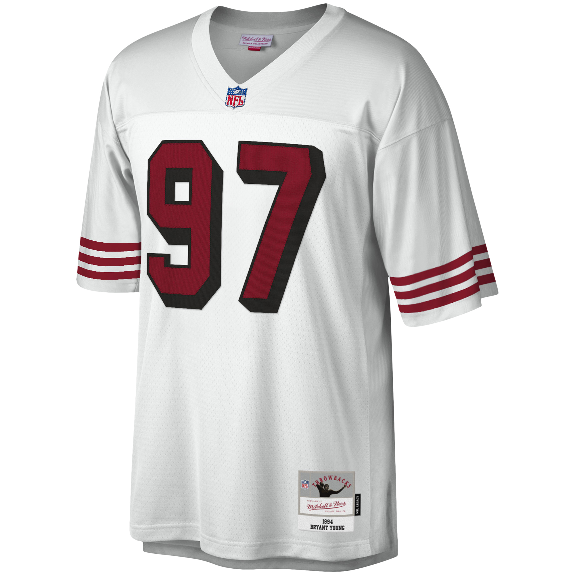 Men's Mitchell & Ness Bryant Young White San Francisco 49ers Legacy Replica Jersey - Image 3