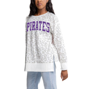 Women's Gameday Couture Gray ECU Pirates Side-Slit French Terry Crewneck Sweatshirt