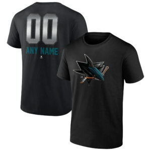Men's Black San Jose Sharks Personalized Midnight Mascot Logo T-Shirt