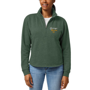 Women's League Collegiate Wear Heathered Green George Mason Patriots Logo Victory Springs Half-Zip Pullover Jacket