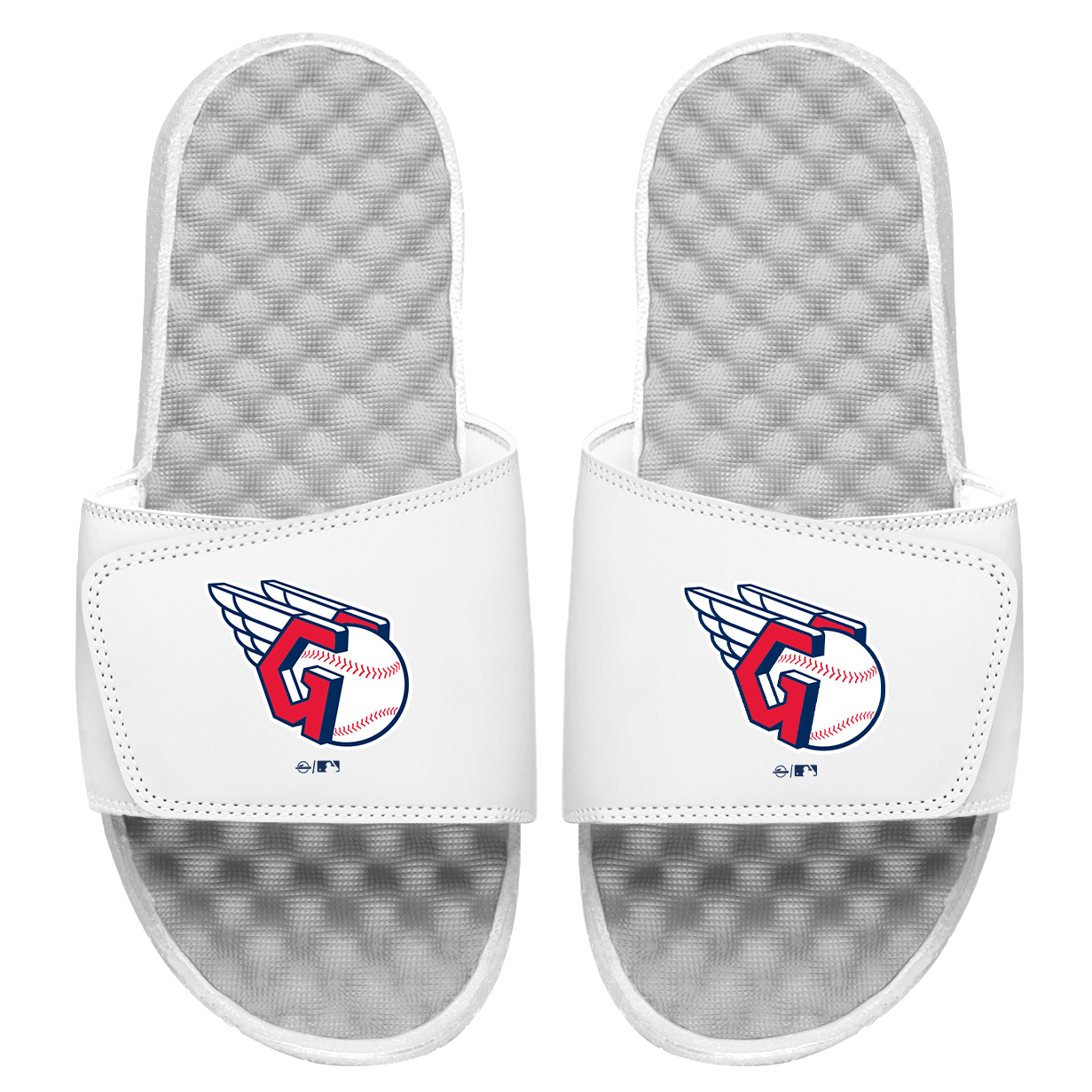 Men's ISlide White Cleveland Guardians Primary Logo Slide Sandals