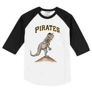 Infant Tiny Turnip White/Black Pittsburgh Pirates TT Rex Raglan 3/4 Sleeve T-Shirt