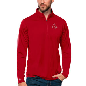 Men's Antigua Red Boston Red Sox Tribute Quarter-Zip Pullover Top