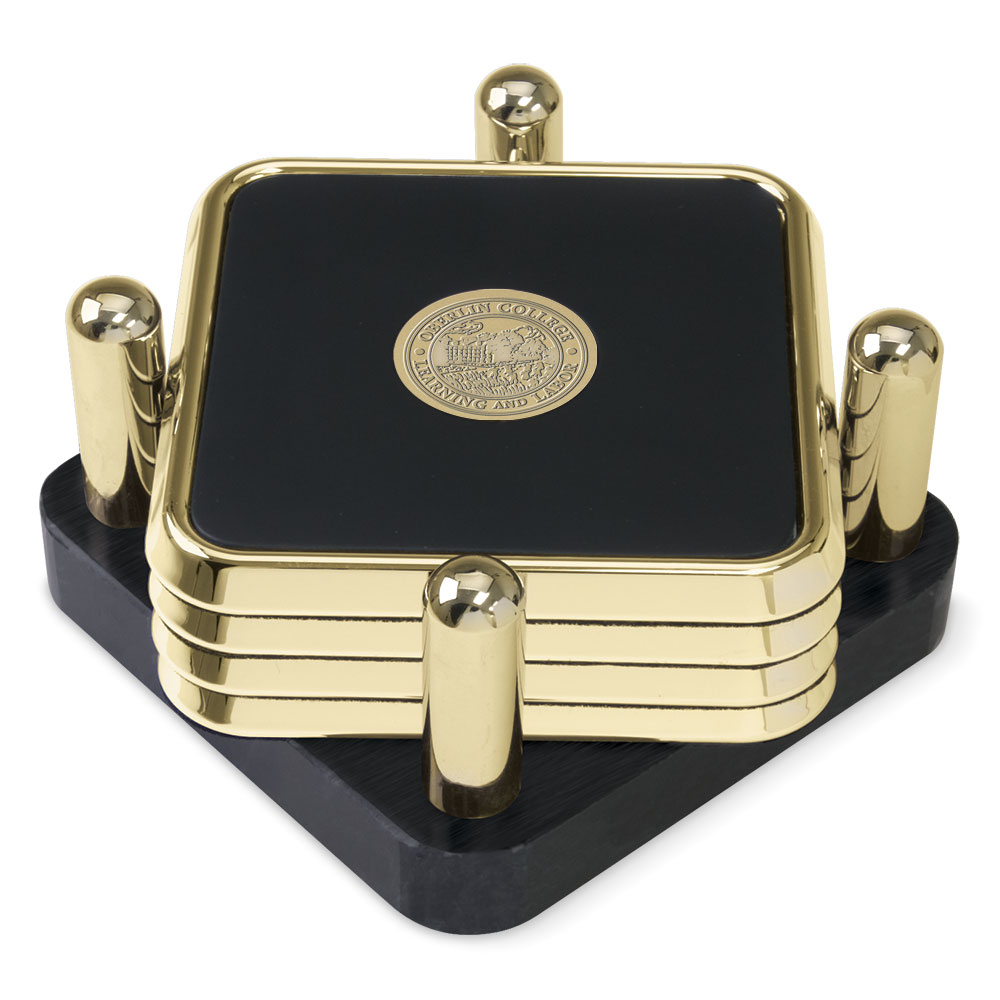 Oberlin Yeomen Gold 4-Piece Square Coaster Set