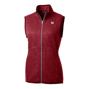 Women's Cutter & Buck Red New York Giants Mainsail Sweater-Knit Full-Zip Vest