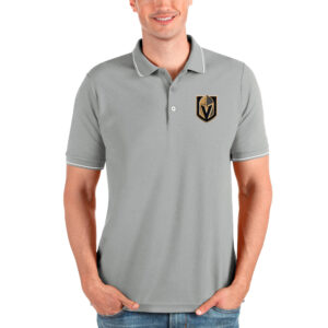 Men's Antigua Heathered Gray Vegas Golden Knights Affluent Polo