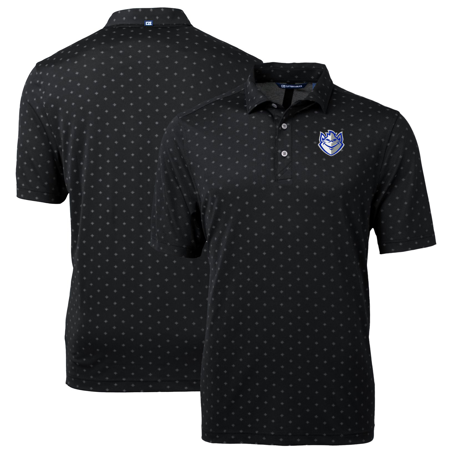 Men's Cutter & Buck Black Saint Louis Billikens Big & Tall Virtue Eco Pique Tile Print Recycled Polo