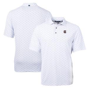 Men's Cutter & Buck White South Carolina Gamecocks Big & Tall Virtue Eco Pique Tile Print Recycled Polo